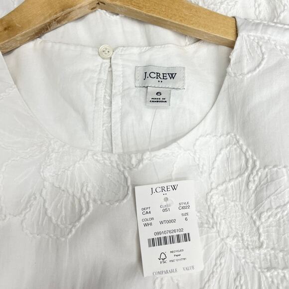J.Crew Factory Eyelet Puff-sleeve Mini Dress in White CI022 size 6 NWT - Picture 6 of 6